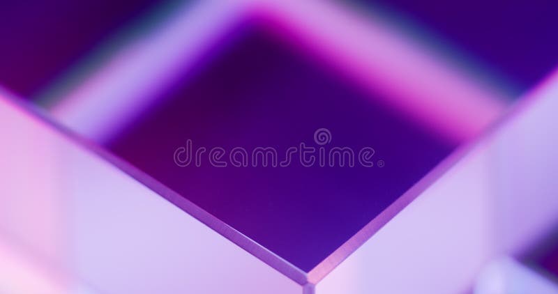 Néon lumière arrière-fond verre cube rotation violet clips vidéos
