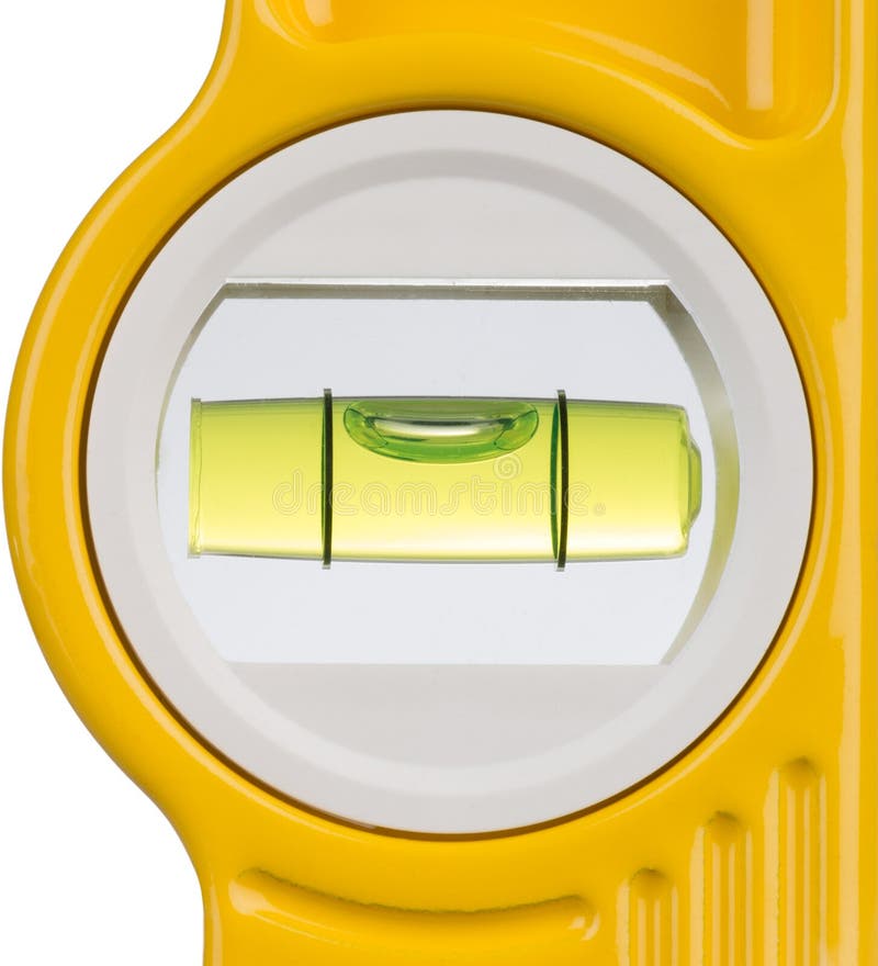 Detail of a spirit level against a white background. Detail of a spirit level against a white background