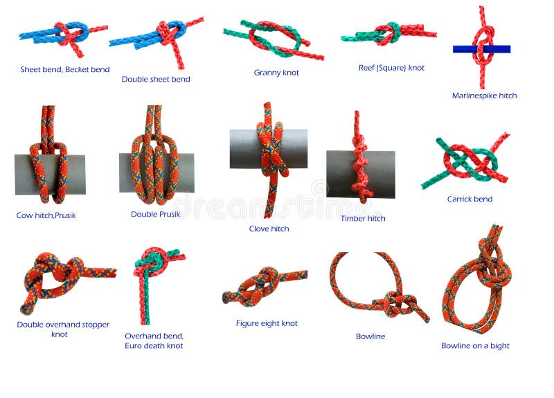 Different knots isolated in white. Different knots isolated in white