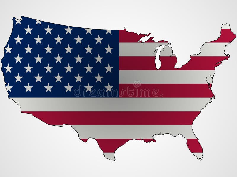 Bandeira Do Mapa Do Estados Unidos Mapa Do Estados Unidos Com Vetor Da Bandeira Ilustração Do