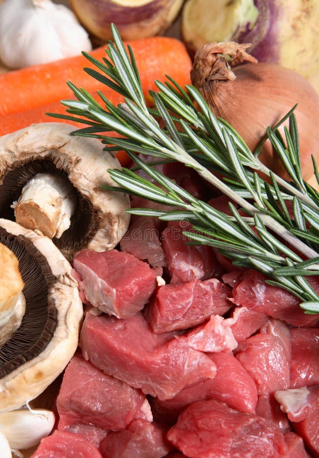 The ingredients for making a traditional British beef stew, a common home-cooked winter meal. The ingredients for making a traditional British beef stew, a common home-cooked winter meal.