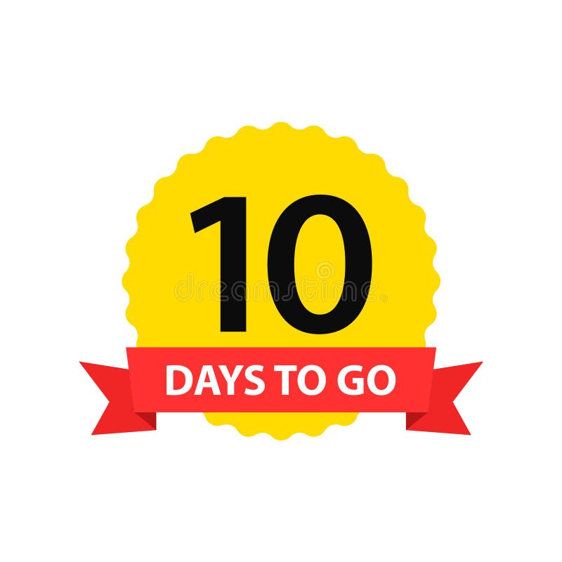 Número 10 de dias a ir Venda dos crach?s da cole??o, p?gina de aterrissagem, bandeira Ilustra??o do vetor ilustração stock Número 10 de dias a ir Venda dos crach?s da cole??o, p?gina de aterrissagem, bandeira Ilustra??o do vetor ilustração stock
