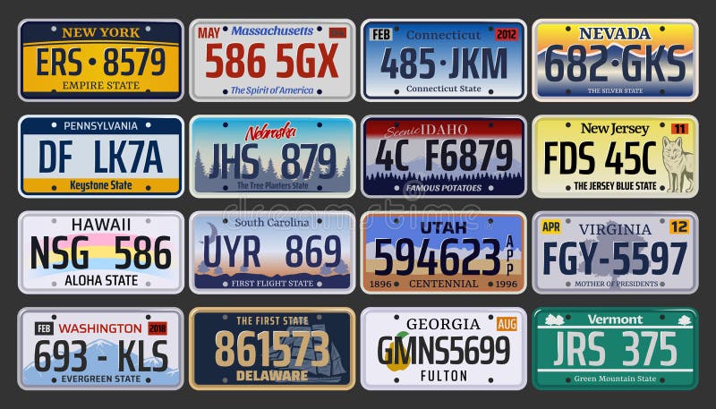 Números e matrículas de registro do carro nos EUA