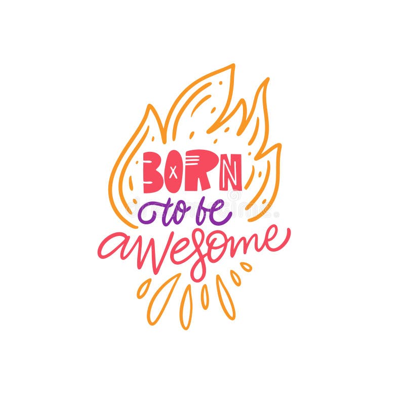 Născută pentru a fi minunat cu litere mari. frază de copii. caligrafie scrisă manuală. ilustrare vectorială colorată. izolat pe fond alb. design pentru tricouri și banderole pentru cărți cadou