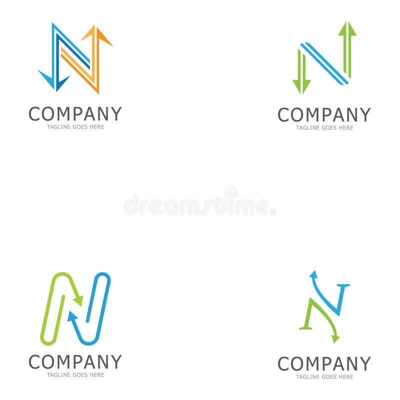 N字母箭头模板矢量图插图设计 皇族释放例证