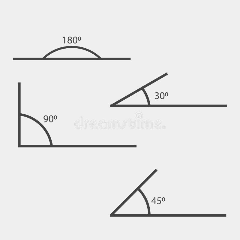 O ângulo De 180, 45,30,90 Graus Vector a Ilustração O Símbolo O