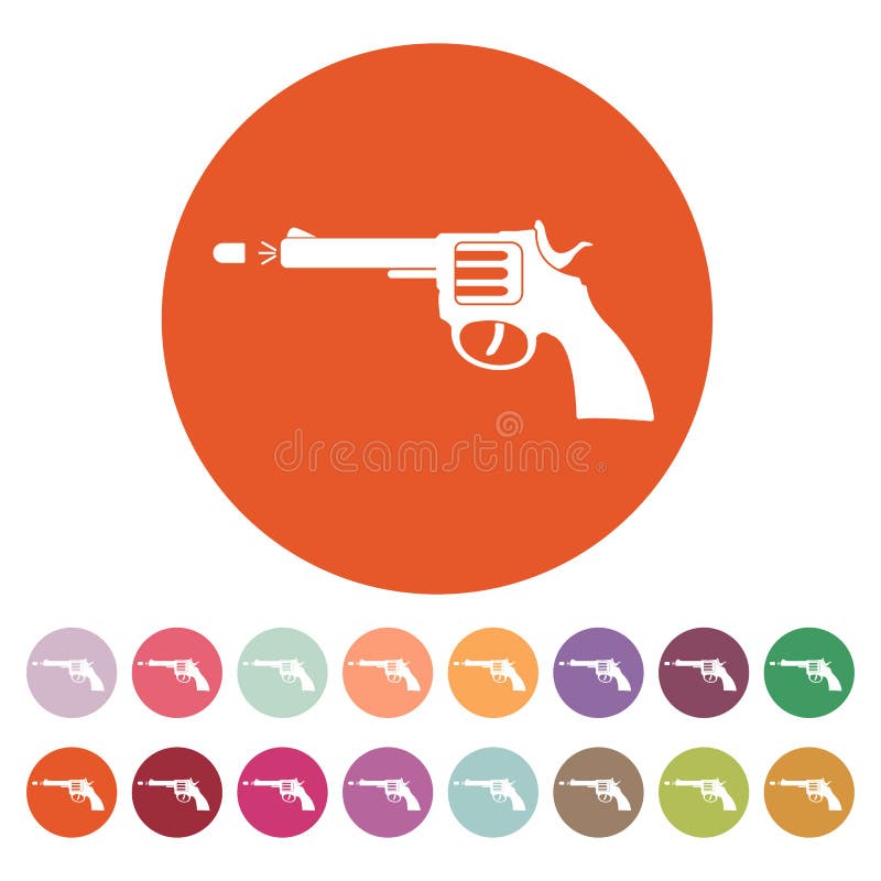 Ícone Simples Arma Adesivo Com Arma Fogo Revólver Para Atirar