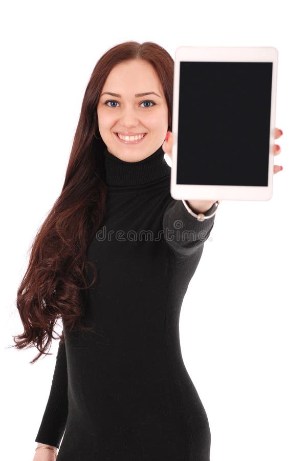 O adolescente de sorriso do estudante que mostra uma tabuleta indica o applicatio foto de stock royalty free O adolescente de sorriso do estudante que mostra uma tabuleta indica o applicatio foto de stock royalty free