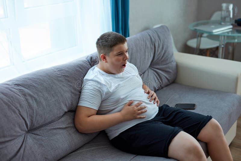 Adolescente Gordo Come Comida De Lixo E Joga Jogos De Computador Imagem de  Stock - Imagem de infância, rede: 196206977