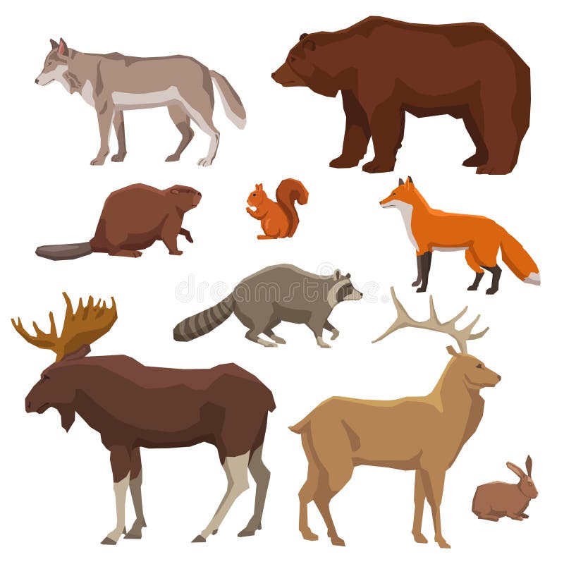 O animal selvagem pintou o grupo do ícone ilustração stock O animal selvagem pintou o grupo do ícone ilustração stock