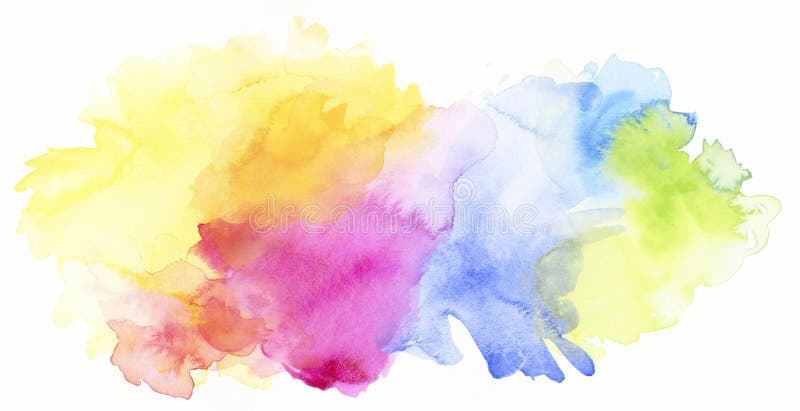 Bright pastel rainbow colored watercolor paints and different colorful textures combined on white background. Bright pastel rainbow colored watercolor paints and different colorful textures combined on white background