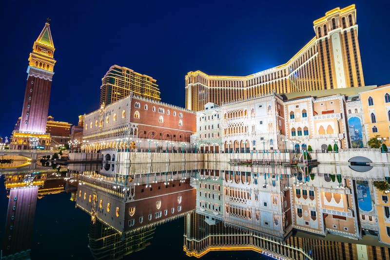 O arhitectură frumoasă, construită în stațiune venețiană și în alte hoteluri și cazinouri stock image