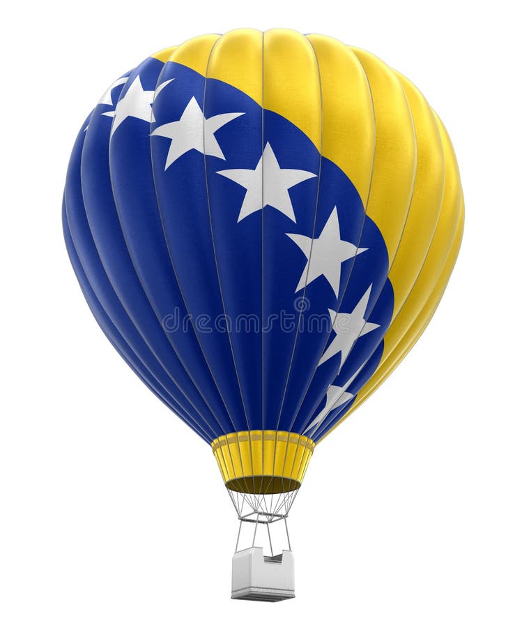 Hot Air Balloon with Bosnia and Herzegovina Flag. Image with clipping path. Hot Air Balloon with Bosnia and Herzegovina Flag. Image with clipping path