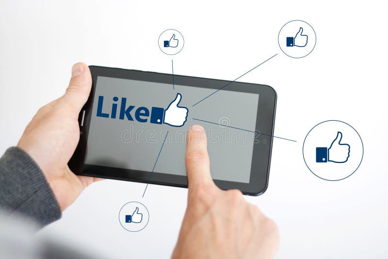 Botão como ícone de rede, mídia social online imagem de stock royalty free