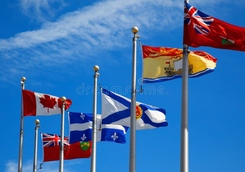 The Canada and its provincial flags in Ottawa. The Canada and its provincial flags in Ottawa