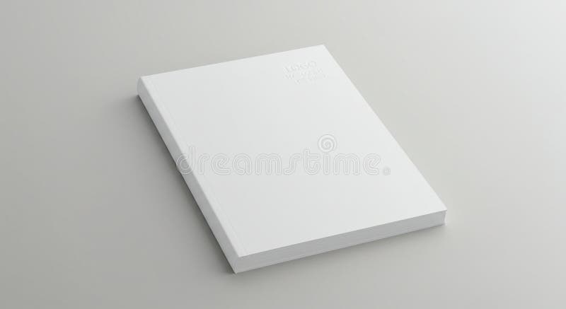 O carte albă minimalistă se află pe o suprafață gri deschis. Cartea are o curățenie vector illustration