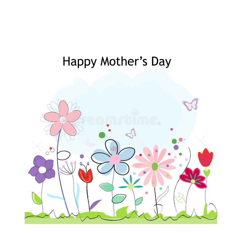O cartão feliz do dia do ` s da mãe com tempo de mola colorido floresce Cartão floral ilustração do vetor O cartão feliz do dia do ` s da mãe com tempo de mola colorido floresce Cartão floral ilustração do vetor