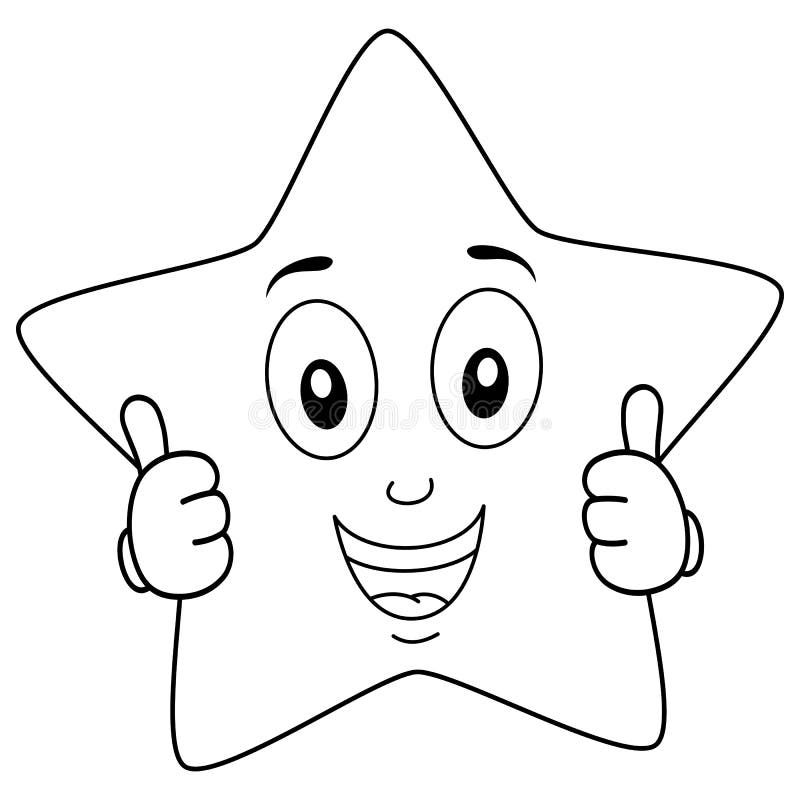 O caráter brilhante colorindo da estrela manuseia acima ilustração stock O caráter brilhante colorindo da estrela manuseia acima ilustração stock