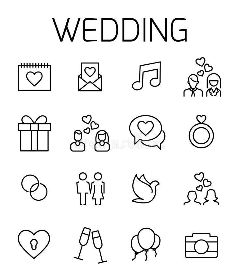 O casamento relacionou o grupo do ícone do vetor ilustração stock O casamento relacionou o grupo do ícone do vetor ilustração stock