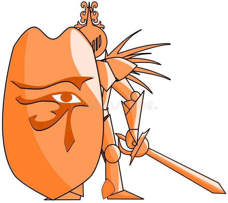 O cavaleiro medieval estilizado com o olho de Rha isolou-se ilustração stock O cavaleiro medieval estilizado com o olho de Rha isolou-se ilustração stock