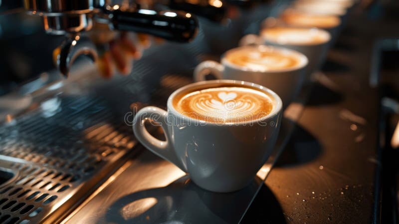 O ceașcă caldă de Latte ArtAI a generat imagine stock photos