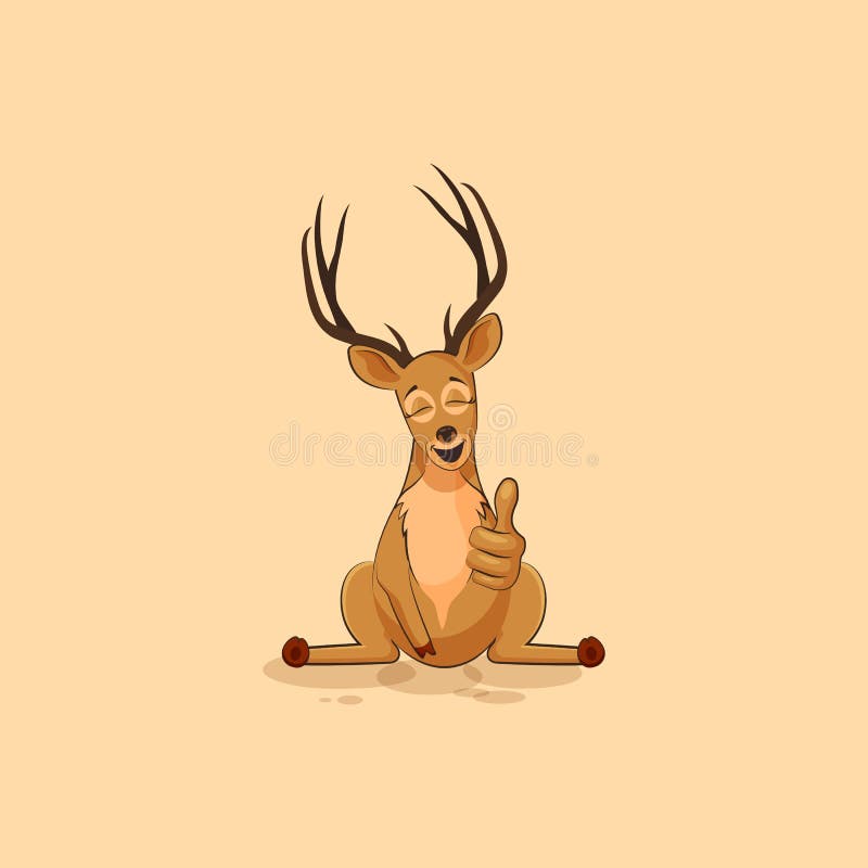 O cervo isolado ilustração dos desenhos animados do caráter do emoji aprova com o polegar acima do emoticon da etiqueta para o lo ilustração stock O cervo isolado ilustração dos desenhos animados do caráter do emoji aprova com o polegar acima do emoticon da etiqueta para o lo ilustração stock