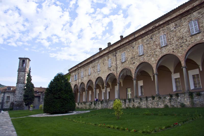 The abbey of St. Columbanus at Bobbio with its arcade. The abbey of St. Columbanus at Bobbio with its arcade