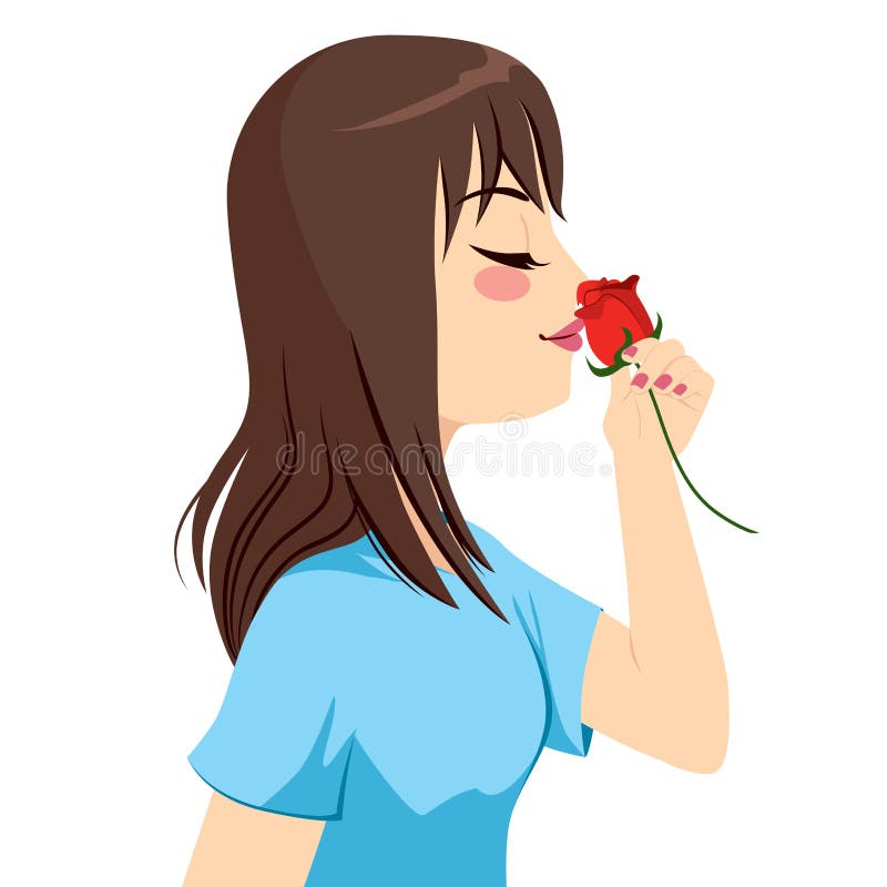 O cheiro da mulher aumentou ilustração stock O cheiro da mulher aumentou ilustração stock
