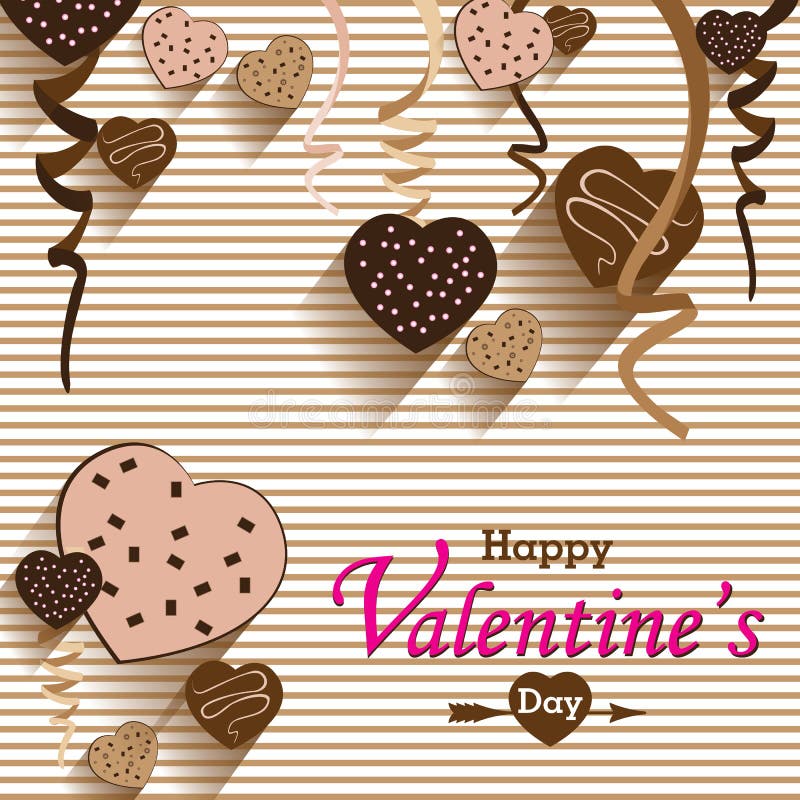 O chocolate do dia e do coração de Valentim Party no fundo colorido Vector o chocolate do coração do partido e o coração completo ilustração stock O chocolate do dia e do coração de Valentim Party no fundo colorido Vector o chocolate do coração do partido e o coração completo ilustração stock