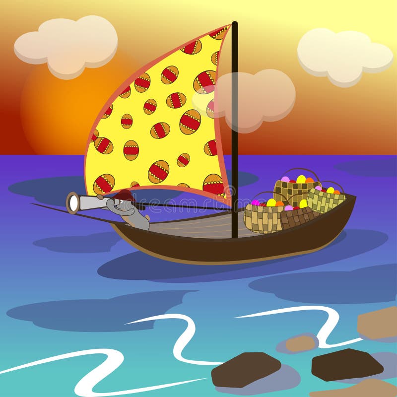 O coelhinho da Páscoa nada em um veleiro ilustração do vetor O coelhinho da Páscoa nada em um veleiro ilustração do vetor