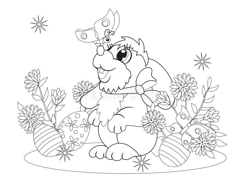 O coelho pequeno encontrou uma borboleta ilustração royalty free O coelho pequeno encontrou uma borboleta ilustração royalty free