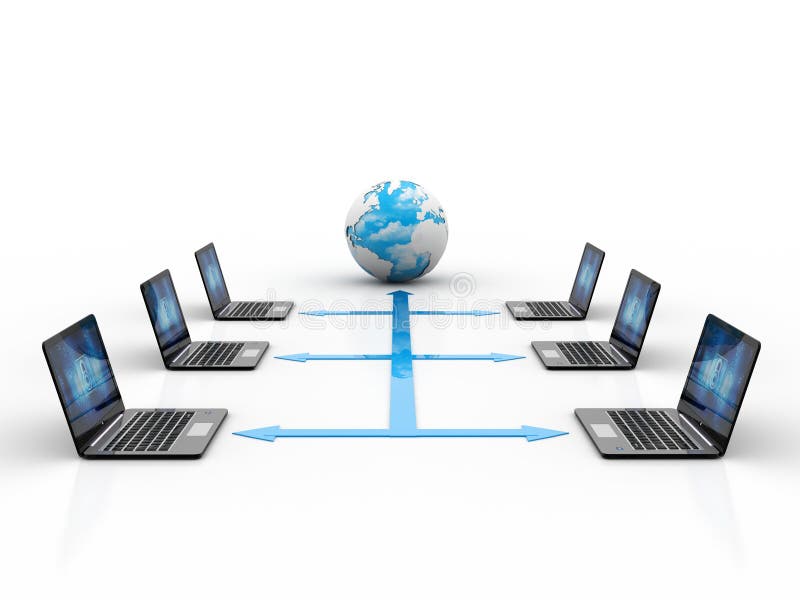 O computador conectou-se redner 3d ilustração do vetor
