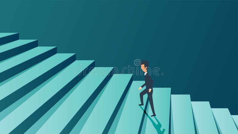 O conceito de empresário de sucesso na carreira Futura ambição crescimento motivação pessoal O homem subiu nas escadas e nos negó ilustração royalty free O conceito de empresário de sucesso na carreira Futura ambição crescimento motivação pessoal O homem subiu nas escadas e nos negó ilustração royalty free