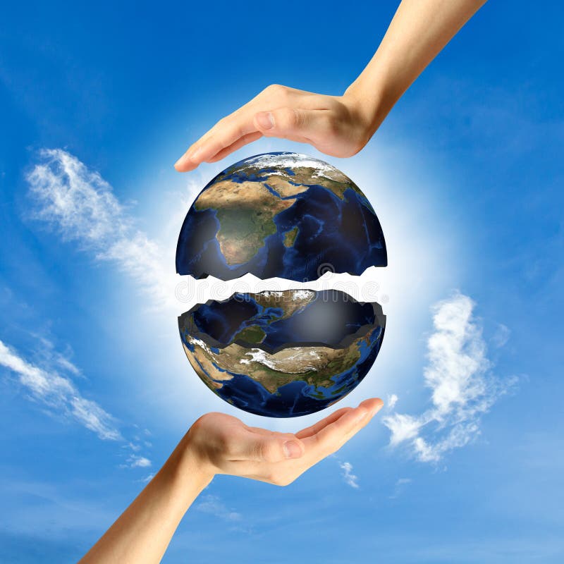 O conceito de proteger o mundo. ilustração do vetor O conceito de proteger o mundo. ilustração do vetor