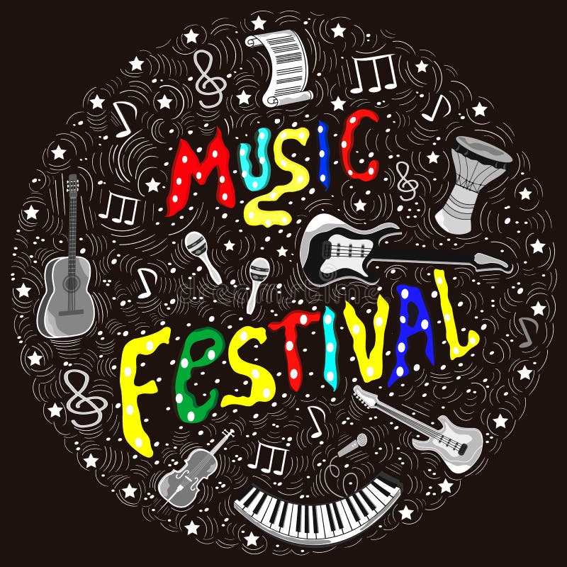 O conceito de um cartaz abstrato musical de elementos e de instrumentos musicais ilustração do vetor O conceito de um cartaz abstrato musical de elementos e de instrumentos musicais ilustração do vetor