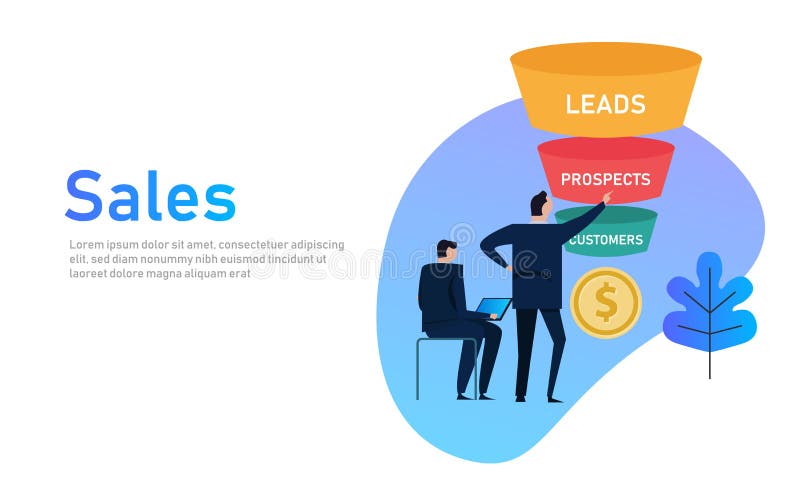 Sales funnel business concept of leads prospects and customers.vector illustration. Sales funnel business concept of leads prospects and customers.vector illustration