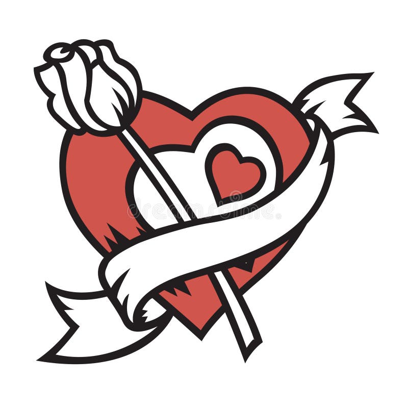 Coração e rosa ilustração do vetor