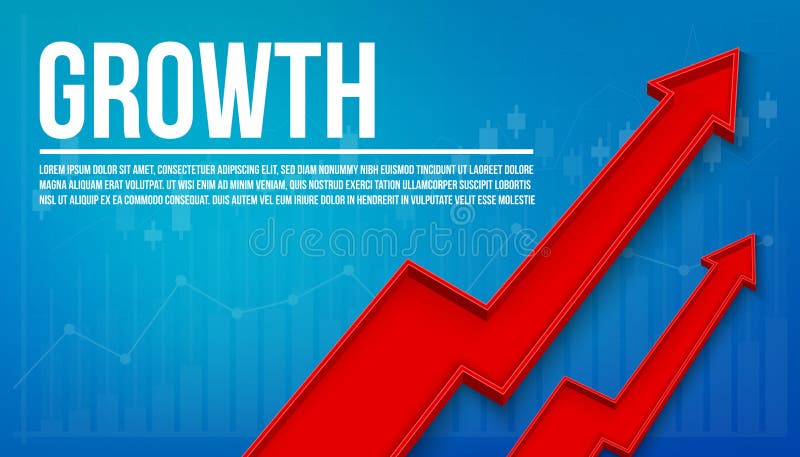 O crescimento financeiro da seta criativa da ilustração 3d do vetor, gráfico cresce o fundo da bandeira Apresentação do negócio d