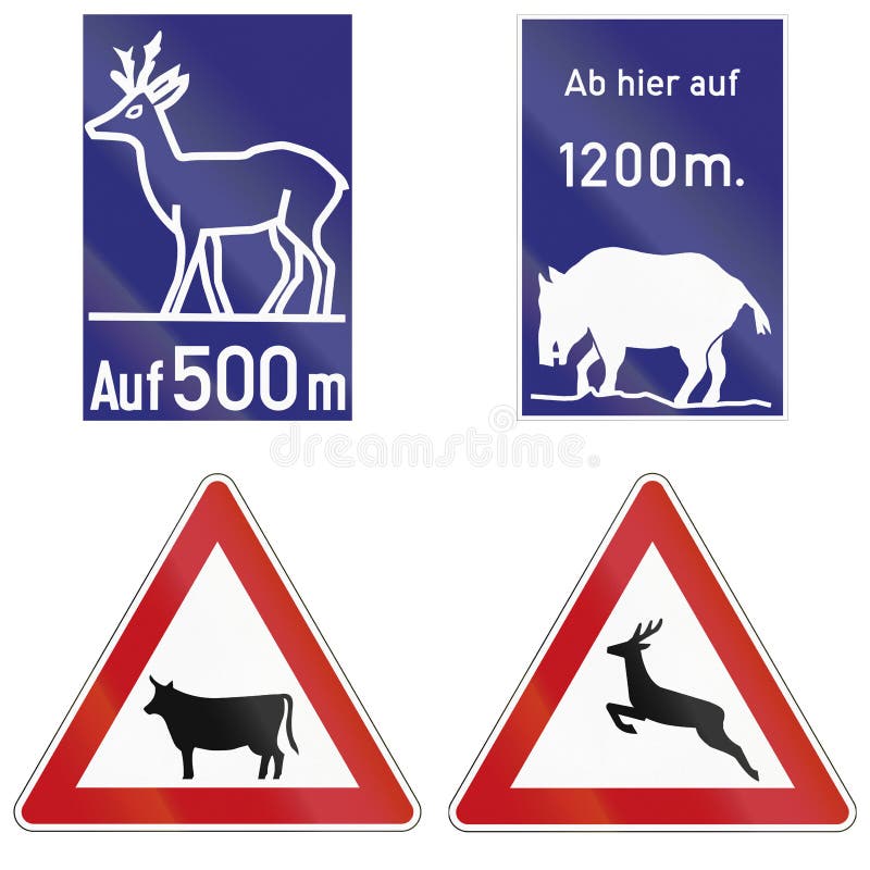 O cruzamento dos animais selvagens assina dentro Alemanha ilustração stock O cruzamento dos animais selvagens assina dentro Alemanha ilustração stock