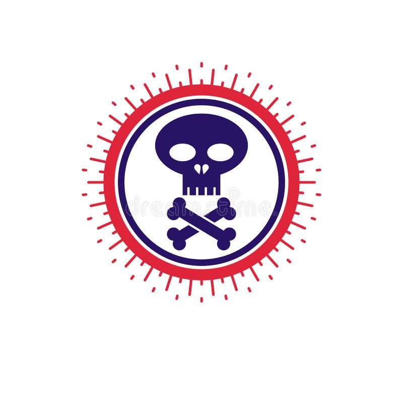 O crânio e os ossos vector o ícone isolado no fundo branco Warnin ilustração stock O crânio e os ossos vector o ícone isolado no fundo branco Warnin ilustração stock