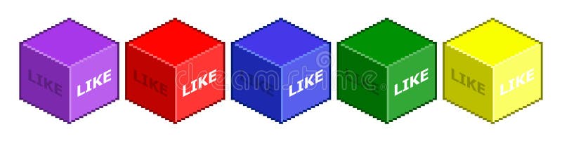 O cubo do pixel gosta de meios sociais ilustração do vetor O cubo do pixel gosta de meios sociais ilustração do vetor