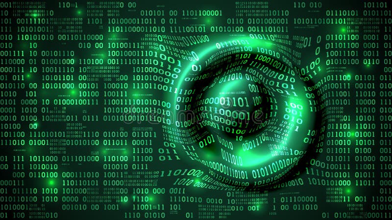 O Cyberspace futurista abstrato com código binário e circular acena na superfície, fundo com dígitos, rede neural da matriz ilustração do vetor O Cyberspace futurista abstrato com código binário e circular acena na superfície, fundo com dígitos, rede neural da matriz ilustração do vetor