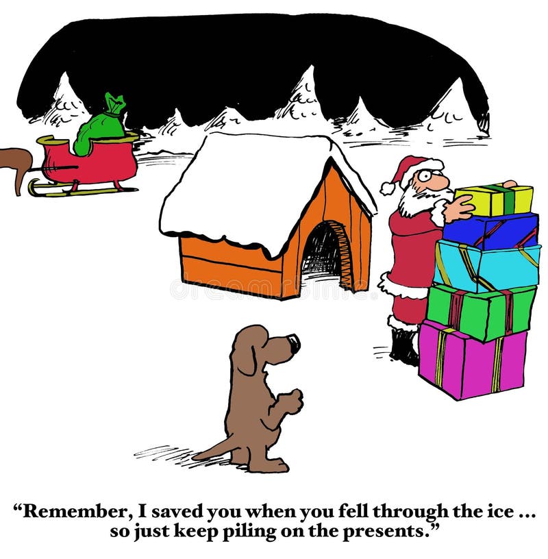 O cão salvar Santa ilustração stock O cão salvar Santa ilustração stock
