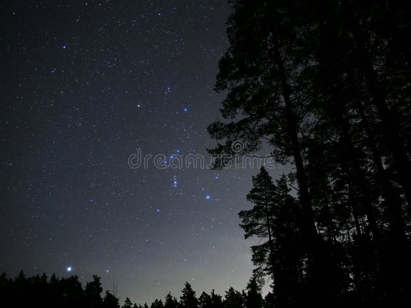 O céu noturno stars a nebulosa Sirius da constelação de Orion fotografia de stock O céu noturno stars a nebulosa Sirius da constelação de Orion fotografia de stock
