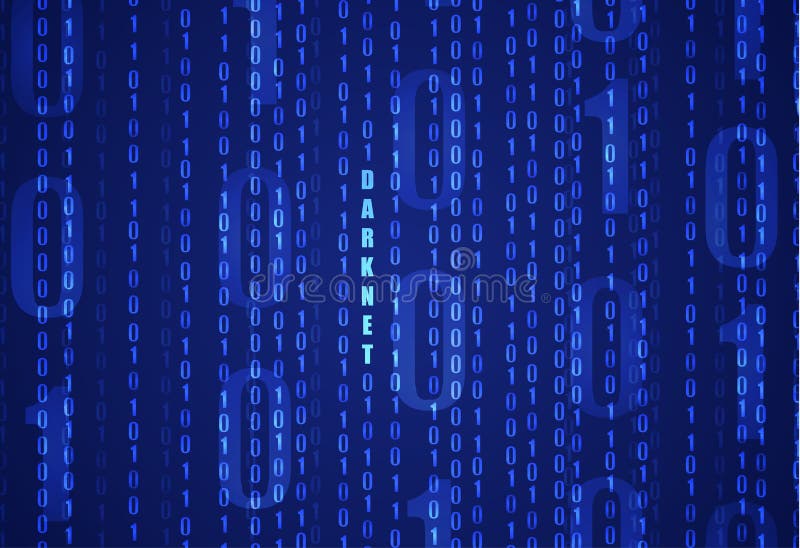 O código binário e a palavra DARKNET, VECTOR o fundo colorido azul, contexto da tecnologia ilustração do vetor O código binário e a palavra DARKNET, VECTOR o fundo colorido azul, contexto da tecnologia ilustração do vetor