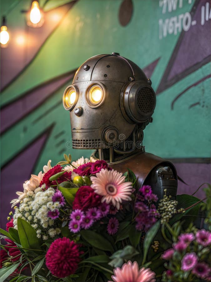 O călătorie de robotrsquo în natură : amestec captivant de flori și de aer royalty free illustration