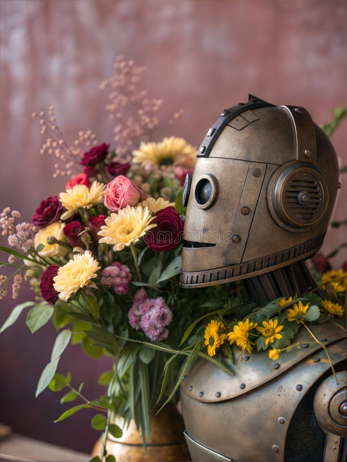 O călătorie de robotrsquo în natură : amestec captivant de flori și de aer vector illustration