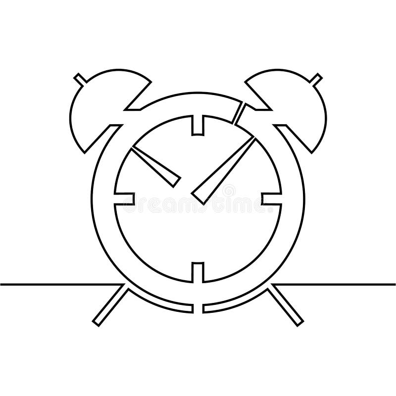 O despertador é tirado por uma linha em um fundo branco Único a lápis desenho Linha contínua Vetor ilustração stock O despertador é tirado por uma linha em um fundo branco Único a lápis desenho Linha contínua Vetor ilustração stock