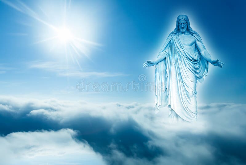O deus olha para baixo do conceito do céu da religião