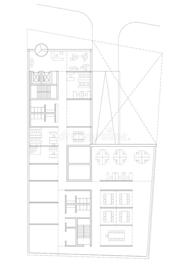 2.o dibujo - plan de piso del edificio comercial ilustración del vector 2.o dibujo - plan de piso del edificio comercial ilustración del vector